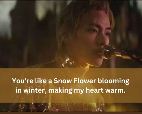 You're like a Snow Flower blooming in winter, making my heart warm.