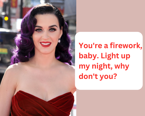 katy Perry firework to light up night pickup lines