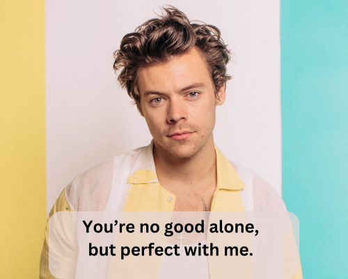 You’re no good alone, but perfect with me harry style as it was pickup line